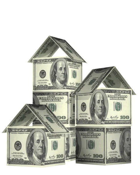 Houses from dollars banknotes — Stock Photo, Image