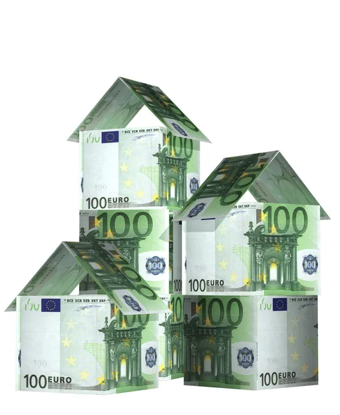 Häuser aus Euro-Banknoten — Stockfoto