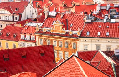 Roofs of old houses on Old Town Square, Prague clipart