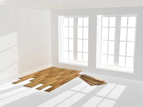 Empty room with parquet floor — Stock Photo, Image