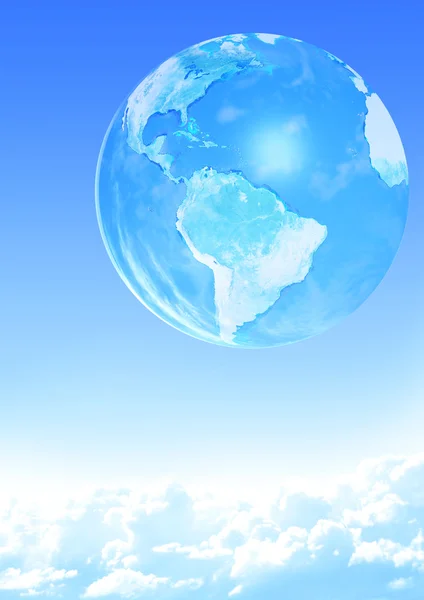 Earth on blue sky background — Stock Photo, Image