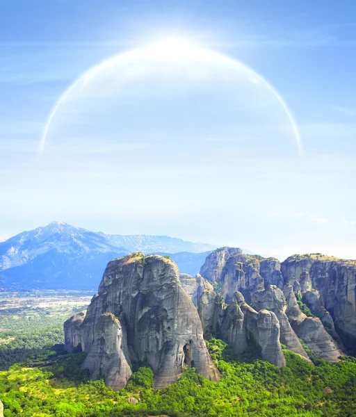 Fantastic landscape with planet — Stock Photo, Image