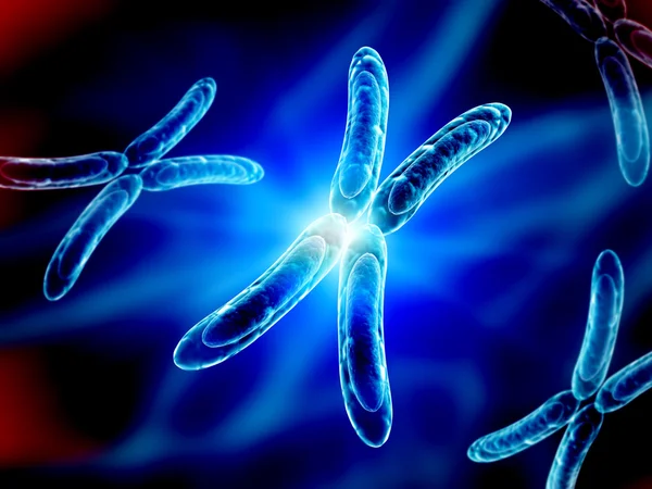 Cromossomo X no fundo azul — Fotografia de Stock
