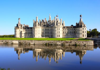 Chateau Chambord castle with reflection, Loire Valley, France clipart
