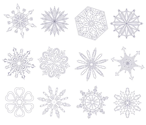 Коллекция векторных снежинок — стоковый вектор