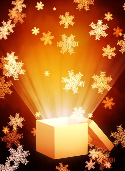 Christmas background with magic box — Stock Photo, Image