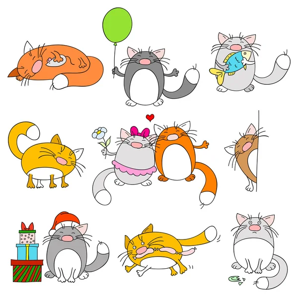 Set of funny cats — Stock Vector