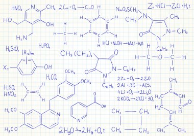 Vektör arka plan kimya formülleri ile