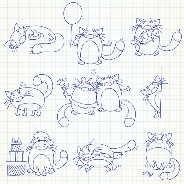 Ensemble de chats drôles — Image vectorielle