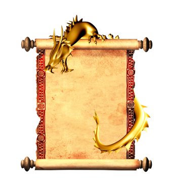 ve scroll eski parşömen Ejder