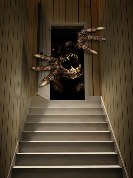 Monster in open door — Stock Photo, Image