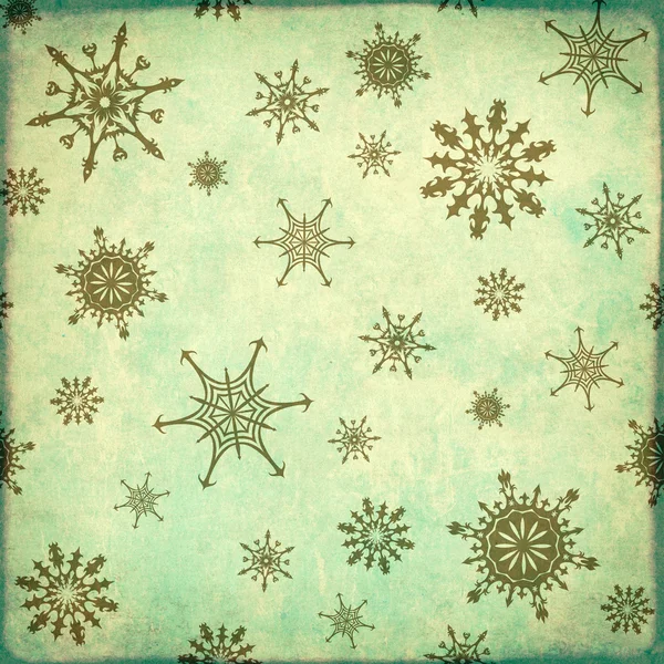 Antecedentes de papel velho e sujo e padrão de flocos de neve — Fotografia de Stock