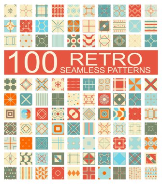 100 retro farklı vektör geometrik sorunsuz patt topluluğu