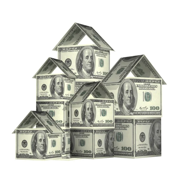 Houses from dollars banknotes — Stock Photo, Image