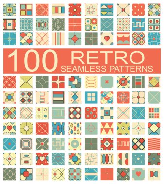 100 retro farklı vektör geometrik sorunsuz patt topluluğu