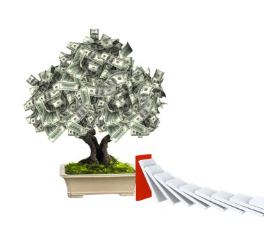 Para ağacını Doları banknot ve domino etkisi ile