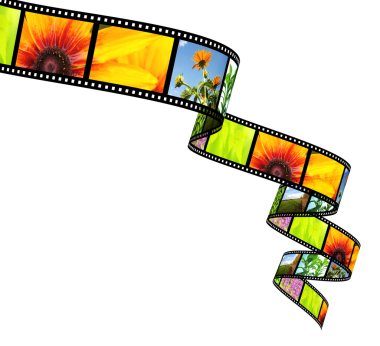 3D film şeridi. Beyaz arka plan üzerinde izole nesne