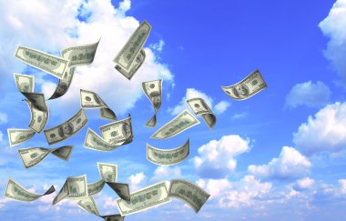 dolarlık banknotlar uçan 