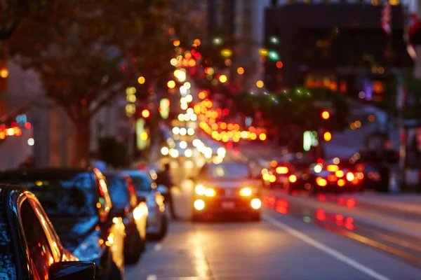 Rozmazané světla rozostřeného auta v San Francisco, Kalifornie, Usa — Stock fotografie