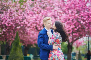 bir bahar günü Paris'te Romantik Çift