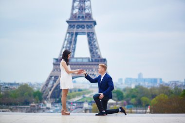 Romantic engagement in Paris clipart