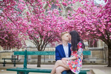 bir bahar günü Paris'te Romantik Çift