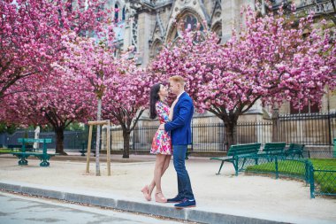 Paris'te genç Romantik Çift