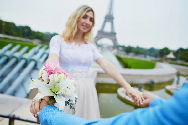 Sadece evli çift Paris, Fransa — Stok fotoğraf