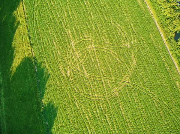 Vista Aérea Pastagens Terras Agrícolas França Bela Paisagem Francesa Com — Fotografia de Stock