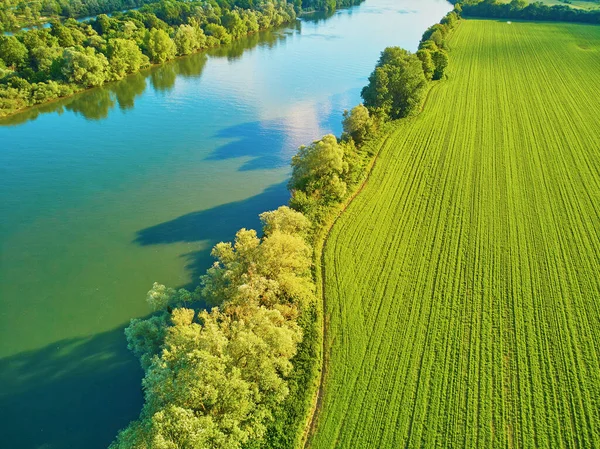 Seine Nehri Nin Manzarası Fransa Nın Kırsal Kesimindeki Yeşil Alanlar — Stok fotoğraf