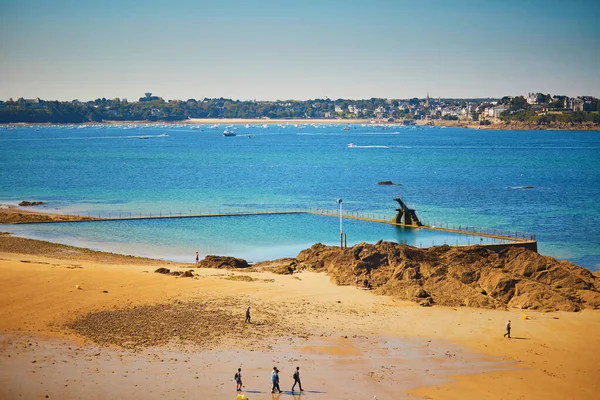 Famosa Piscina Agua Mar Playa Bon Secours Saint Malo Bretaña — Foto de Stock
