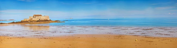 Vista Panorámica Playa Sillon Fort National Saint Malo Bretaña Francia —  Fotos de Stock