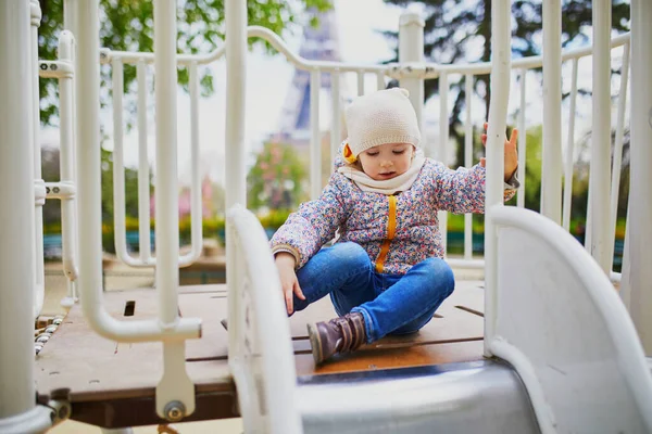 Happy Years Old Girl Playing Playground Paris France Outdoor Spring — Stock Photo, Image