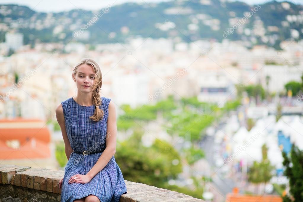 Young girl on Le Suquet hill in Cannes