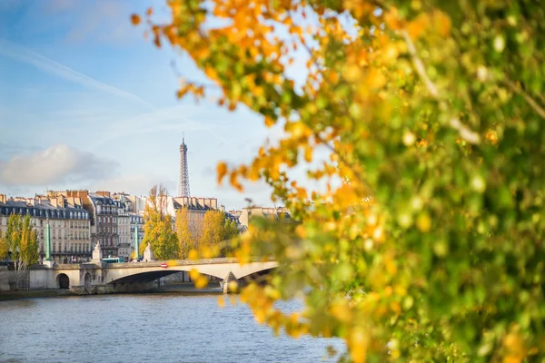 Vista panorámica de la torre Eiffel a través del Sena —  Fotos de Stock