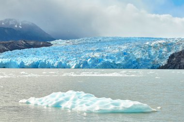 Torres del Paine gri buzul, mavi icebergs