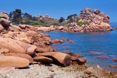 Pink granite coast in Brittany, France  clipart