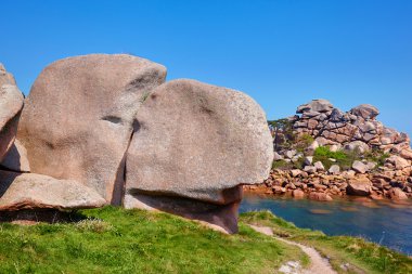 pembe granit sahil Brittany, Fransa 