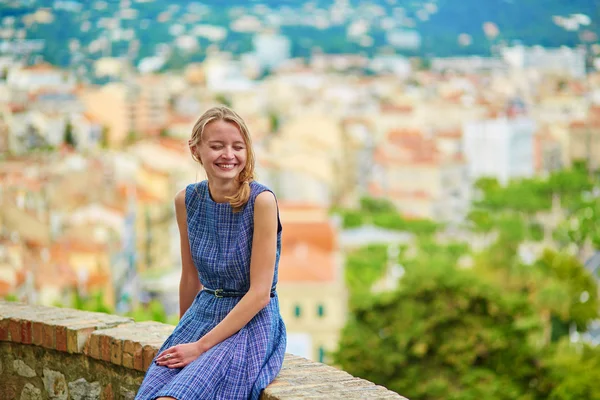 Young girl on Le Suquet hill in Cannes — Stock Photo, Image
