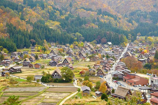 View of the historic village Shirakawa-go in Gifu prefecture, Japan