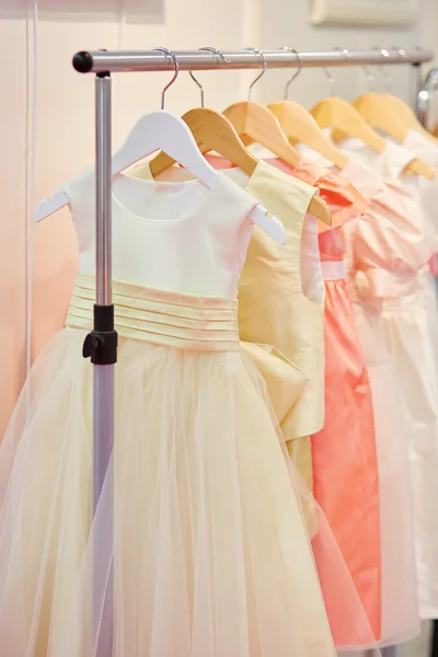 Collection of dresses for little bridesmaids — Stock Photo, Image