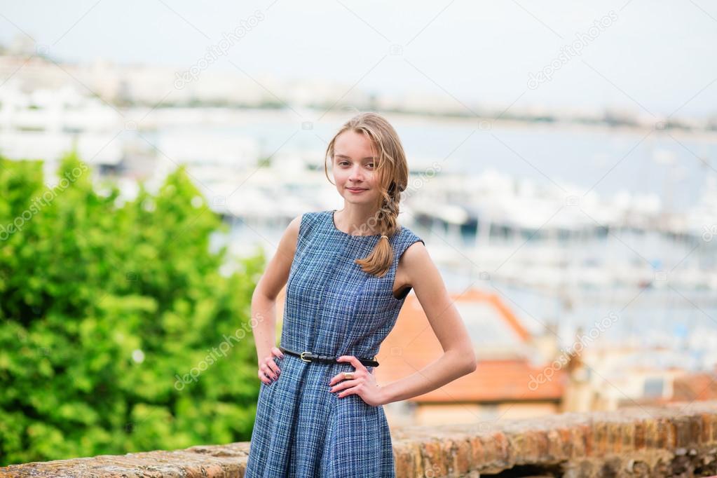 Young woman on Le Suquet hill in Cannes, France