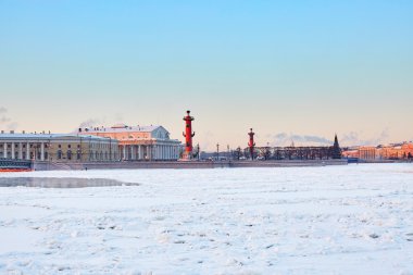 Rostral sütunlar ve tükürük Vasilyevsky Adası