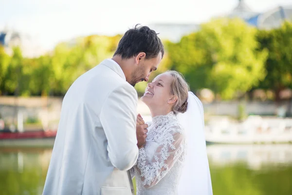 Appena sposati a Parigi — Foto Stock