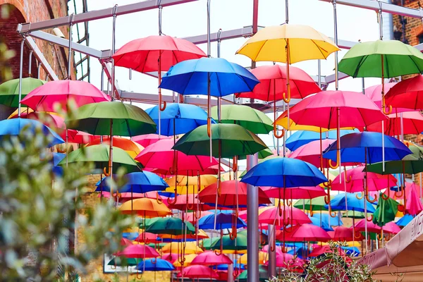 Colorful umbrellas on a street of London — Stock Photo, Image