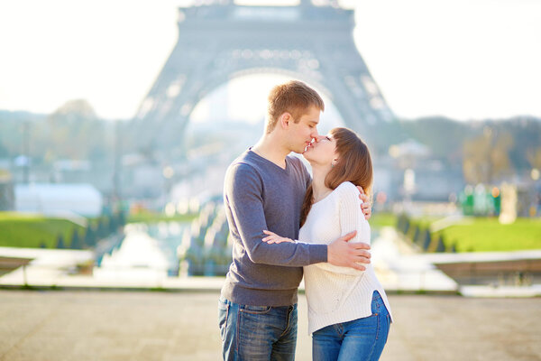 Beautiful romantic couple in Paris