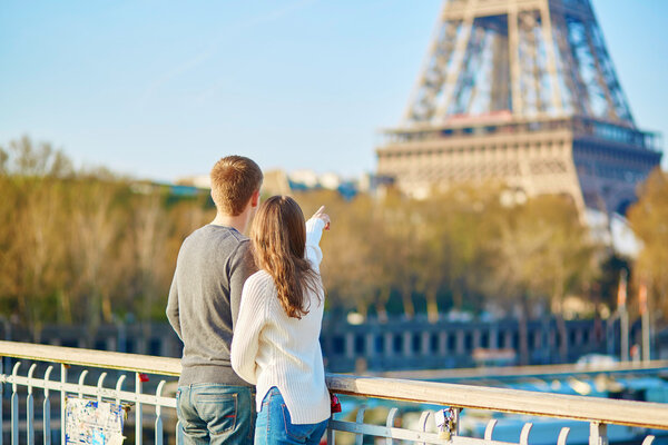 Beautiful romantic couple in Paris