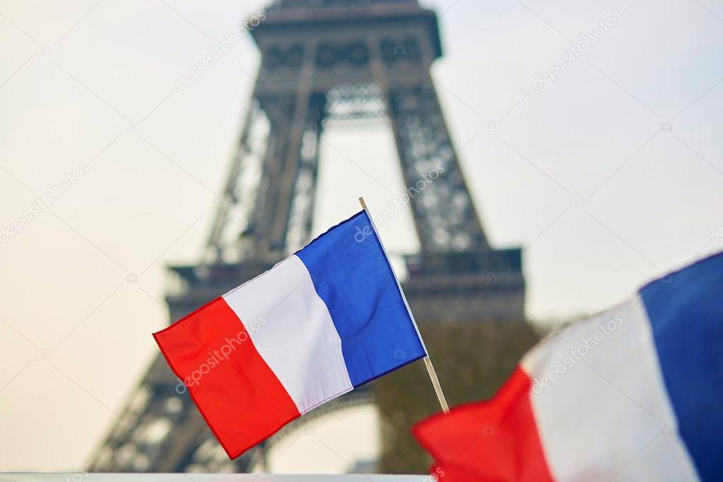 French national flag (tricolour) in Paris