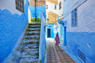 : Chefchaouen, Morocco güzel mavi Medine