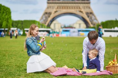 Paris'te piknik aile